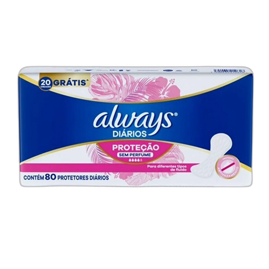 Protetor Diário Always Sem Perfume 80 Unidades
