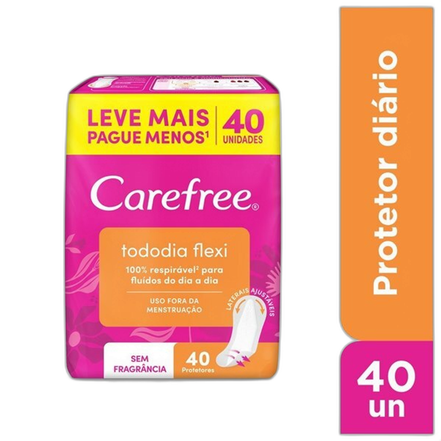 Protetor Diário Carefree Todo Dia Flexi Sem Perfume 40 Unidades
