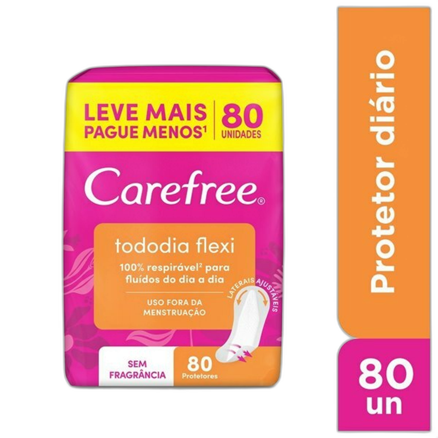 Protetor Diário Carefree Todo Dia Flexi Sem Abas 80 Unidades