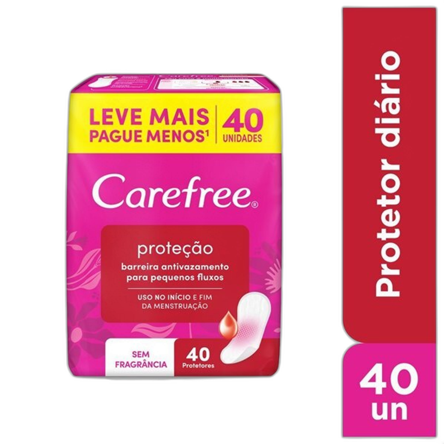 Protetor Diário Carefree Proteção Sem Fragrância 40 Unidades