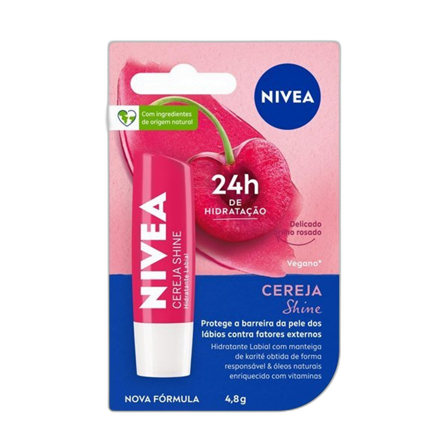 Hidratante Labial Nivea Cereja Shine Hidratação Profunda 4,8g