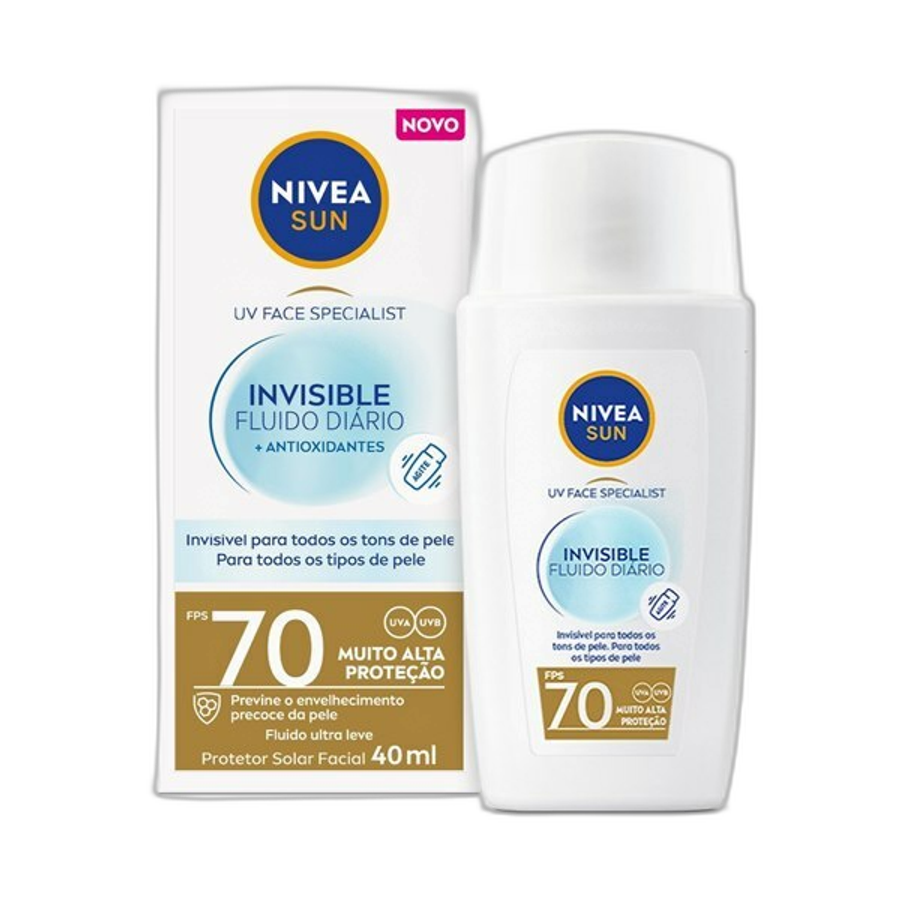 Protetor Solar Facial Nivea Sun Invisible Fluido Diário UV Face Specialist FPS70 40ml