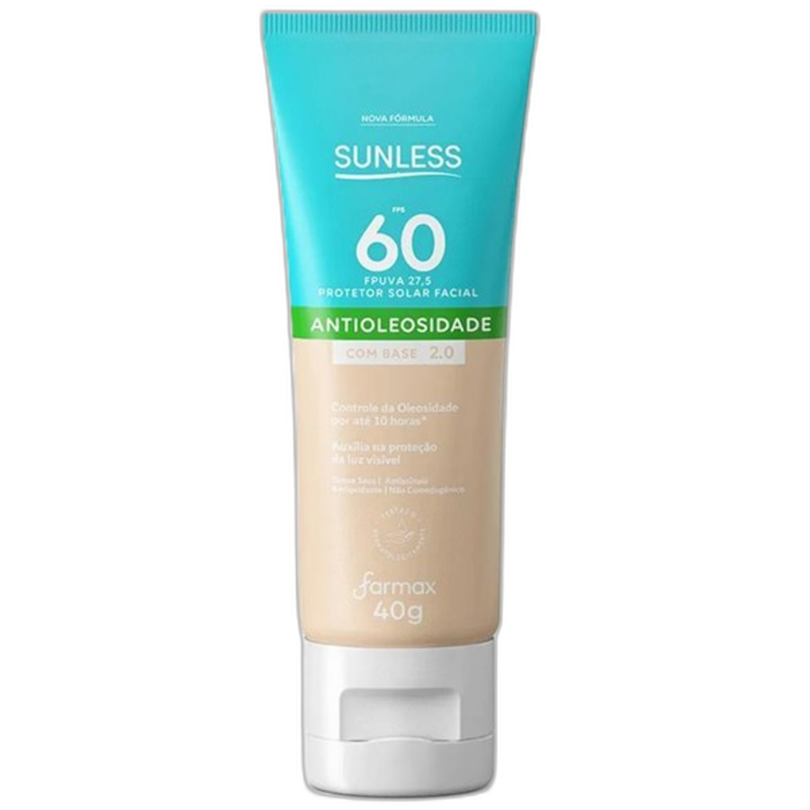 Protetor Solar Facial Sunless FPS60 Antioleosidade Base Cor 2.0 40g