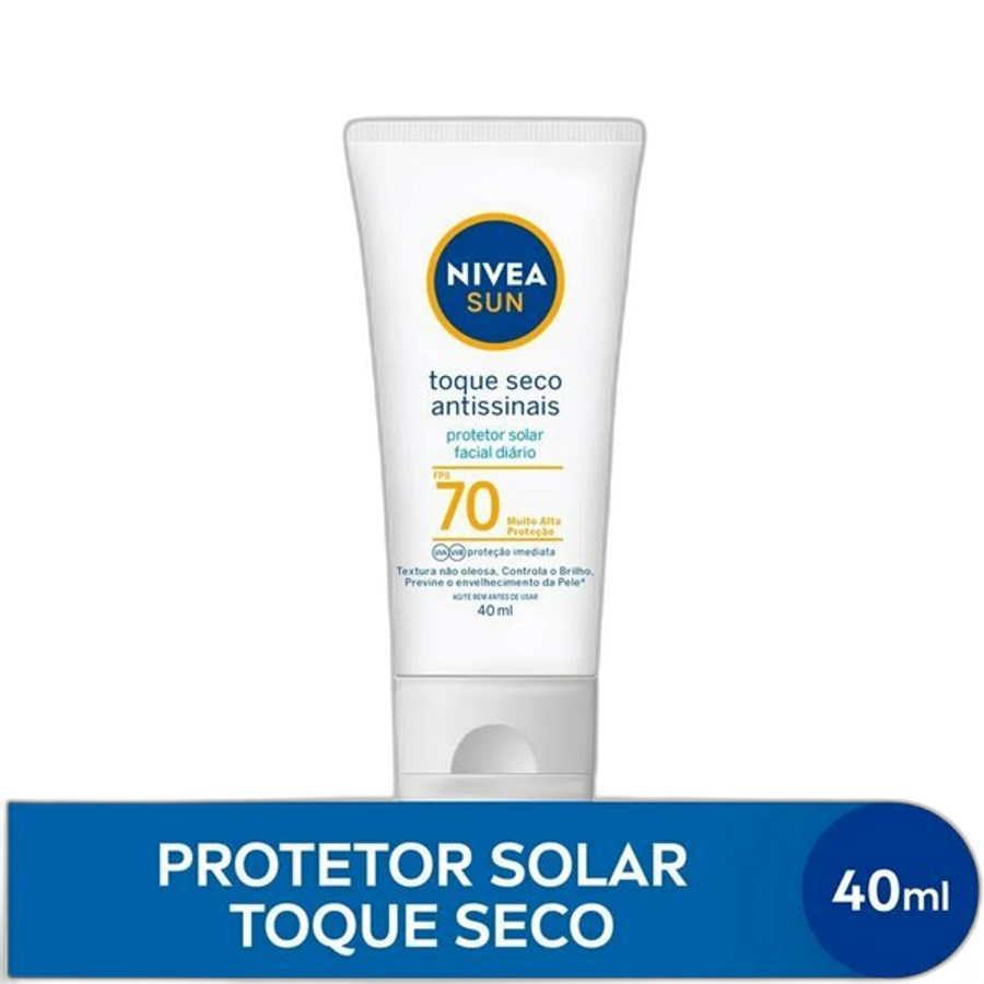 Protetor Solar Facial Nivea Sun Toque Seco Antissinais FPS 70 40ml