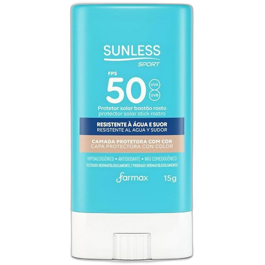 Protetor Solar Facial Sunless FPS50 Sport com Cor 15g Stick