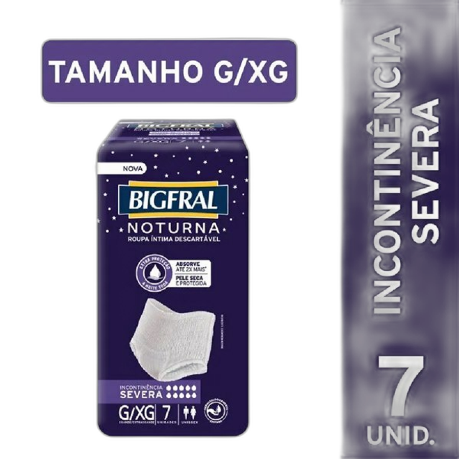 Roupa Íntima Bigfral Noturna G/Xg Unissex 7 Unidades