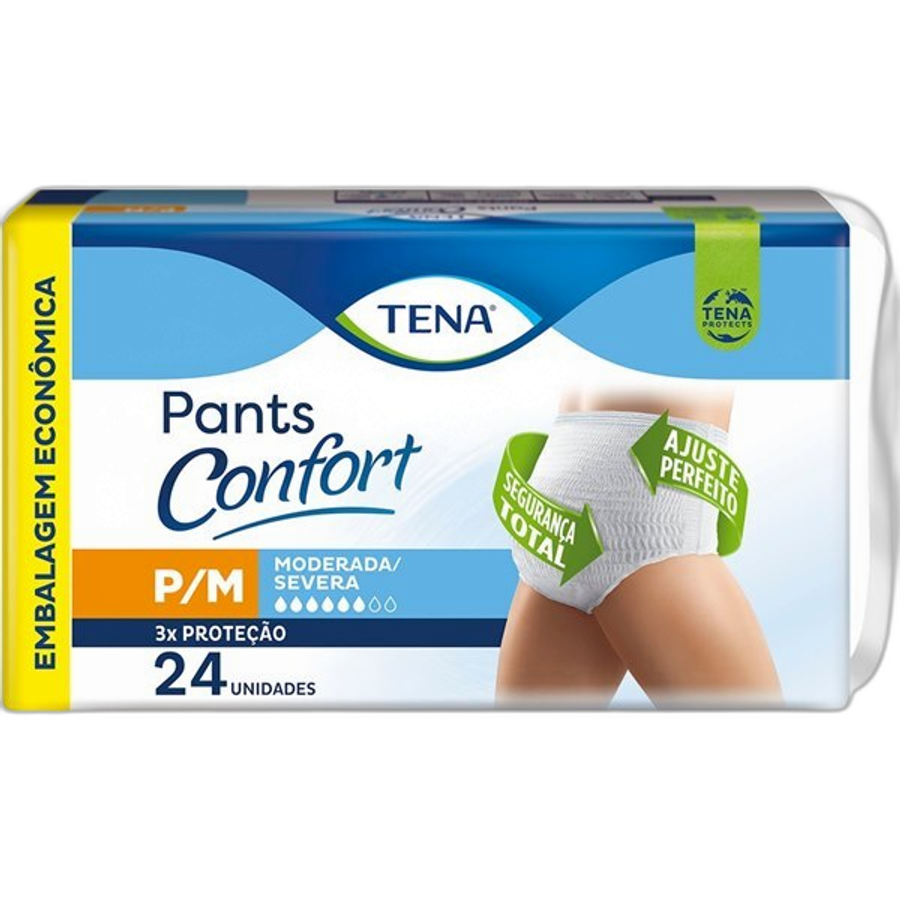 Roupa Intima Tena Pants Confort para M Embalagem Econômica 24 Unidades