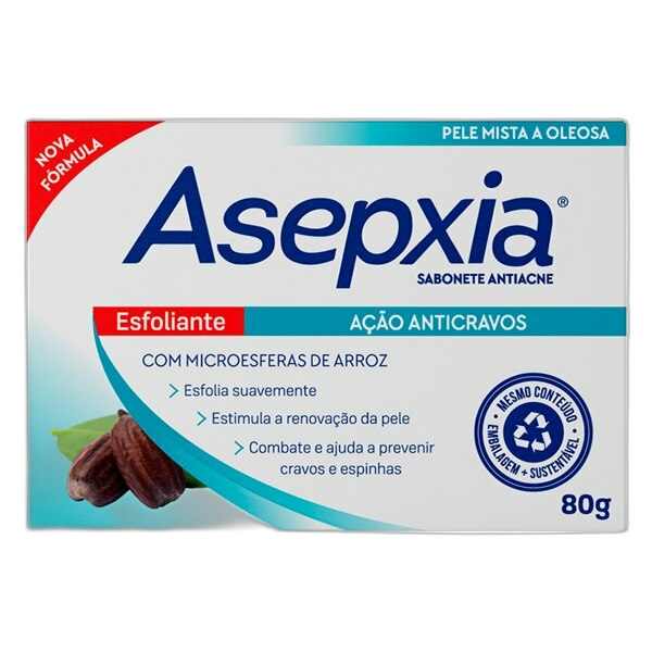 Sabonete Barra Asepxia Esfoliante Ação Anticravos 80g