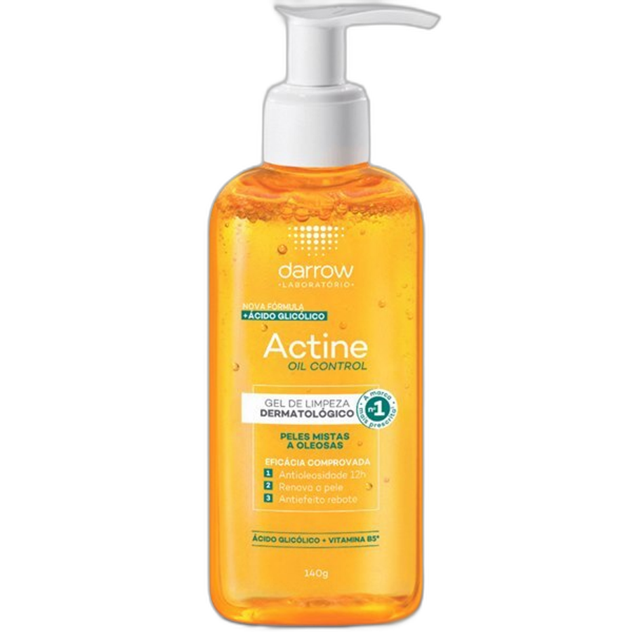 Gel de Limpeza Facial Darrow Actine Oil Control para Peles Mistas a Oleosas 140g
