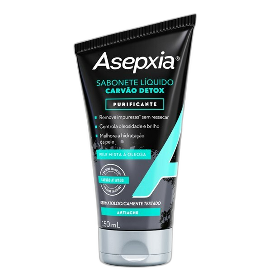 Sabonete Líquido Asepxia Carvão Detox Purificante 150ml