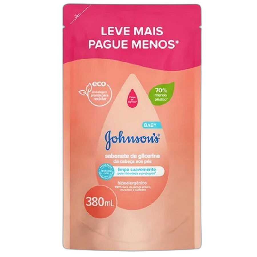 Sabonete Líquido de Glicerina Johnson's Baby da Cabeça Aos Pés Refil 380ml