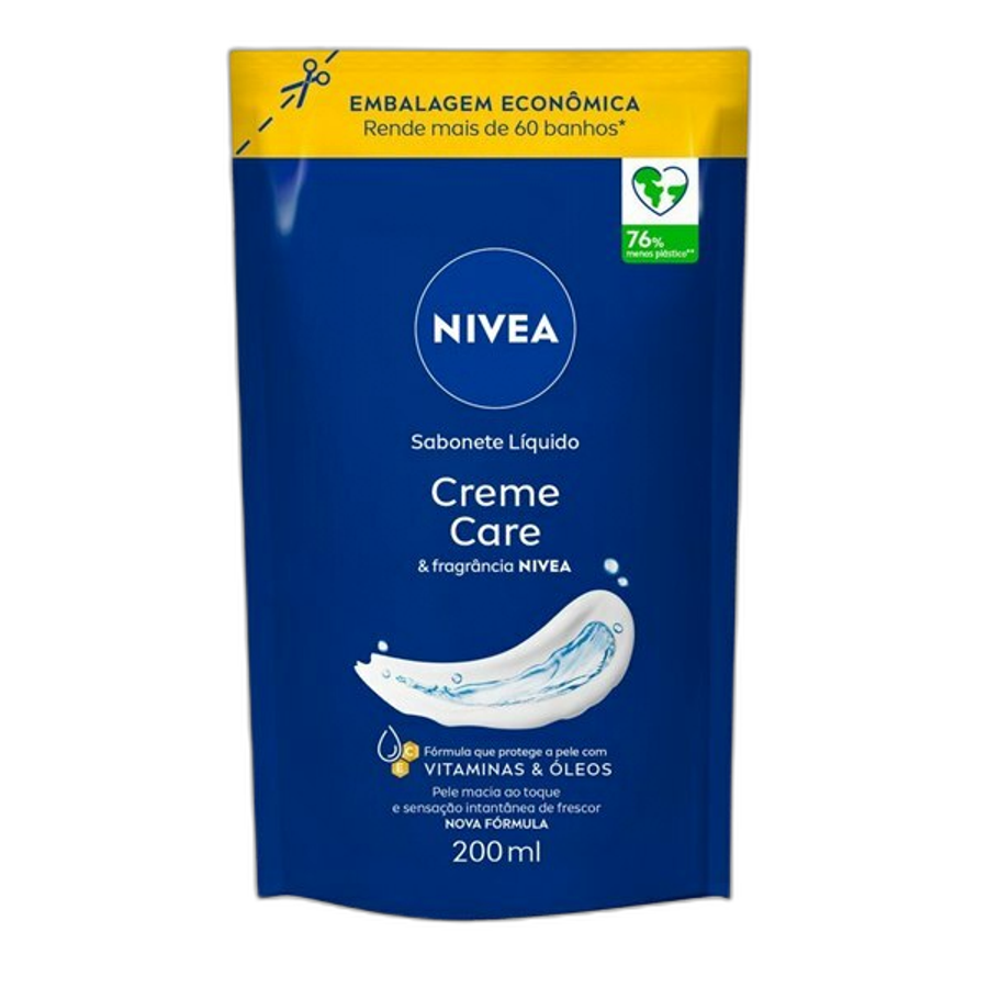 Sabonete Líquido Nivea Creme Care Refil 200ml - Limpeza