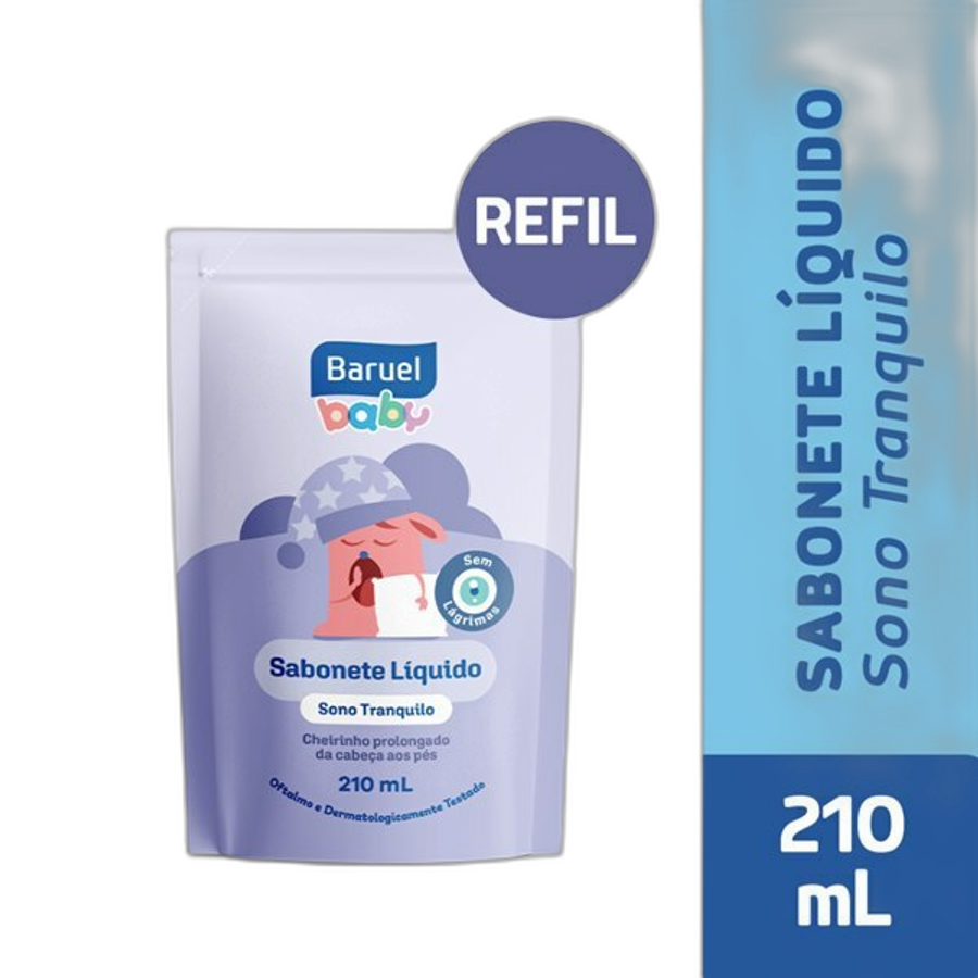 Sabonete Líquido Infantil Baruel Baby Sono Tranquilo da Cabeça Aos Pés Refil 210ml