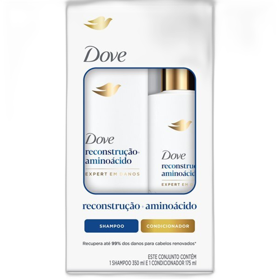 Kit Shampoo 350ml + Condicionador 175ml Dove Reconstrução + Aminoácido