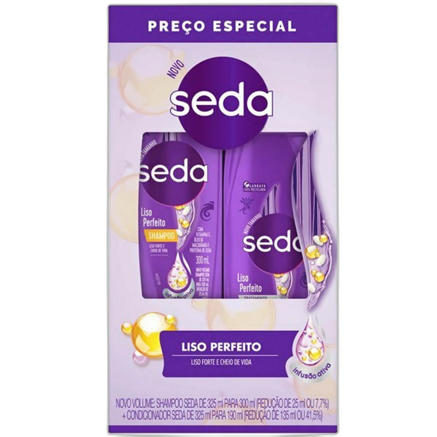 Kit Seda Liso Perfeito Shampoo 300ml + Condicionador 190ml