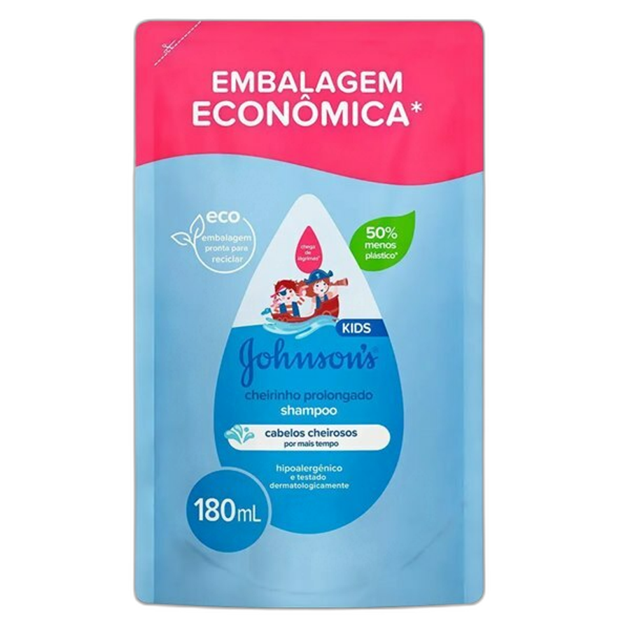 Shampoo de Glicerina Johnson's Baby Cheirinho Prolongado 180ml Refil
