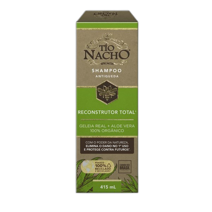 Shampoo Tio Nacho Reconstrutor Total com Aloe Vera Orgânico Hidrata e Controla e Frizz 415ml