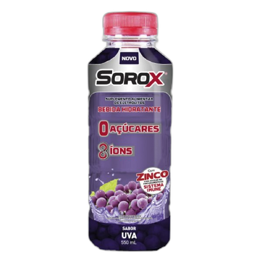 Isotônica Sorox Bebida Hidratante UVA 8 Íons Zero Açucar 550ml