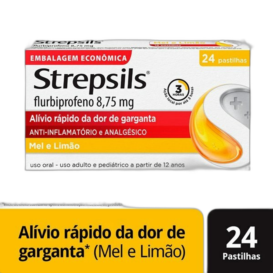 Pastilhas para Garganta Strepsils Sabor Mel e Limão 24 Pastilhas