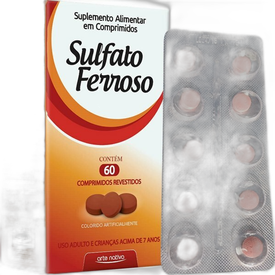 Kit 3 Unidades Sulfato Ferroso 270mg 60 Comprimidos Arte Nativa