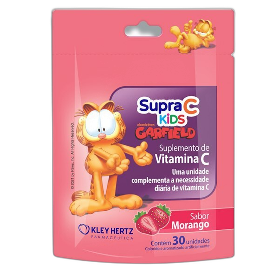Suplemento Alimentar Supravit C Kids Vitamina C Sabor Morango 30 Unidades