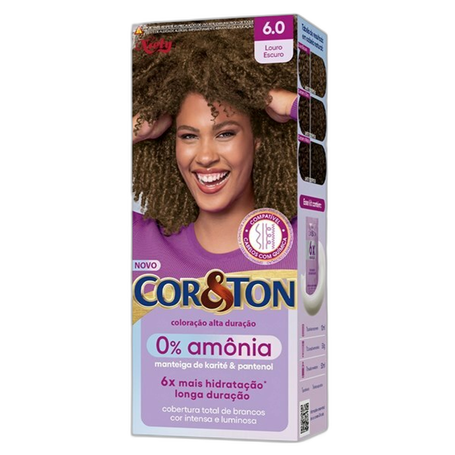 Tinta de Cabelo Niely Cor&ton Creme 6.0 Louro Escuro 0% Amônia