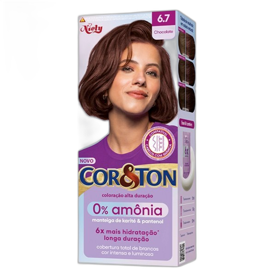 Tinta de Cabelo Niely Cor&ton Creme 6.7 Chocolate Niely 0% Amônia