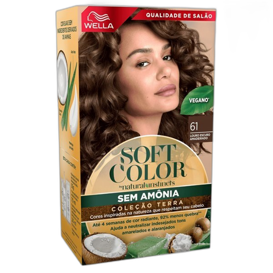 Tintura Wella Soft Color Natural 61 - Louro Escuro Amadeirado