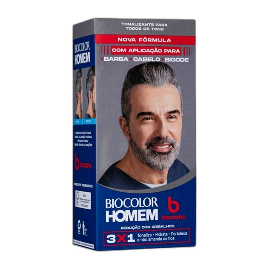 Tonalizante de Cabelo Masculino Biocolor Homem Bozzano Redução dos Grisalhos 30ml