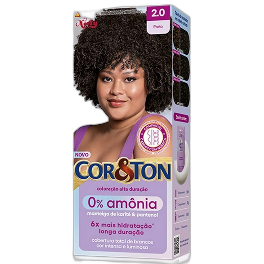 Tinta de Cabelo Niely Cor&ton Creme 2.0 Preto 0% Amônia