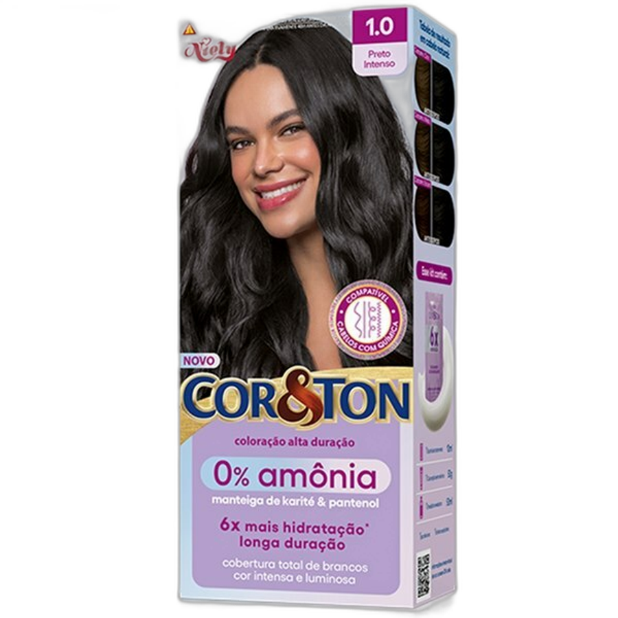 Tinta de Cabelo Niely Cor&ton Creme 1.0 Preto Intenso 0% Amônia