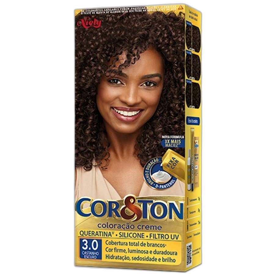 Tinta de Cabelo Niely Cor&ton 3.0 Castanho Escuro