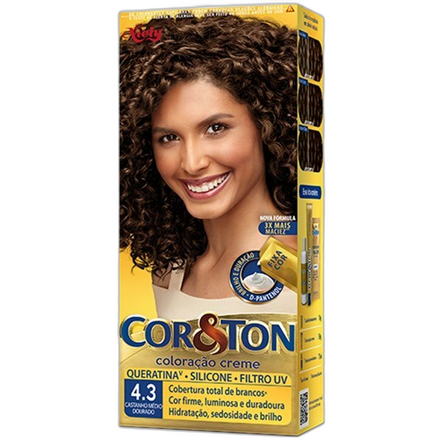 Tintura Cor Ton 4.3 Castanho Medio Dourado