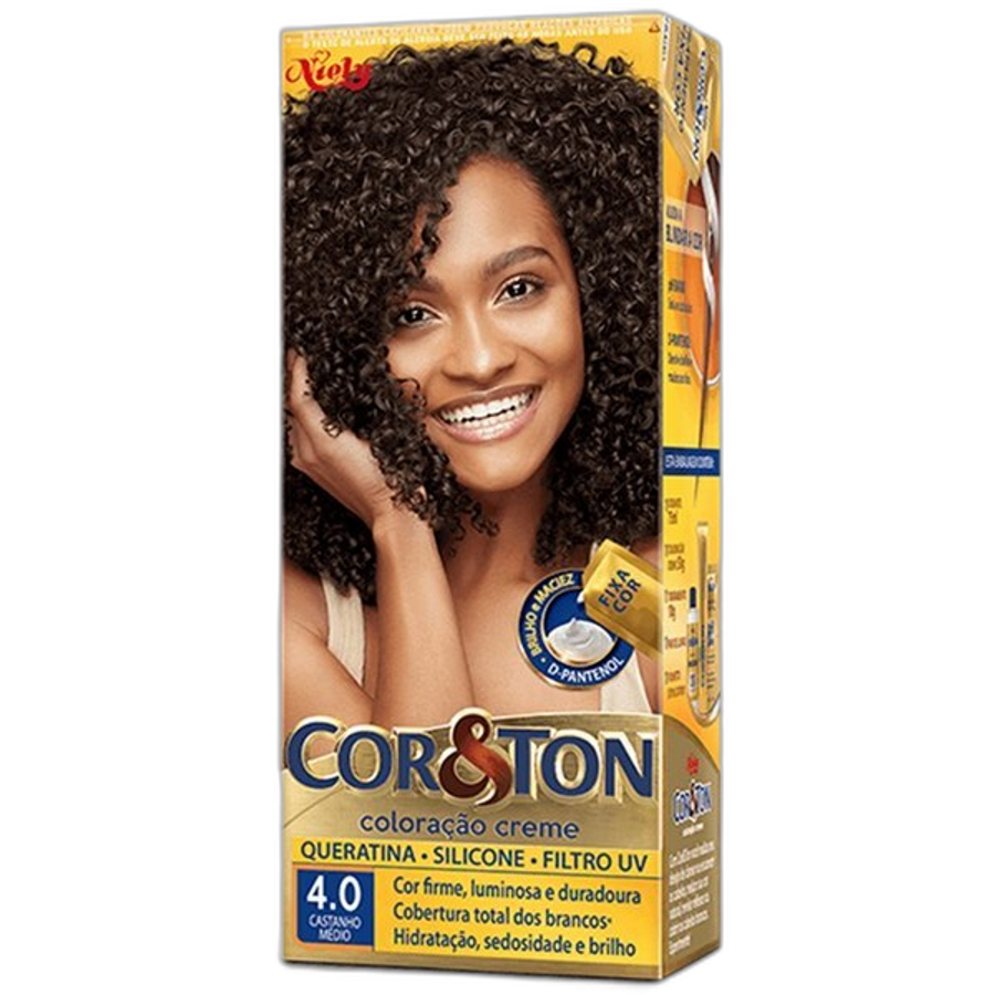Tinta de Cabelo Niely Cor&ton 4.0 Castanho Médio