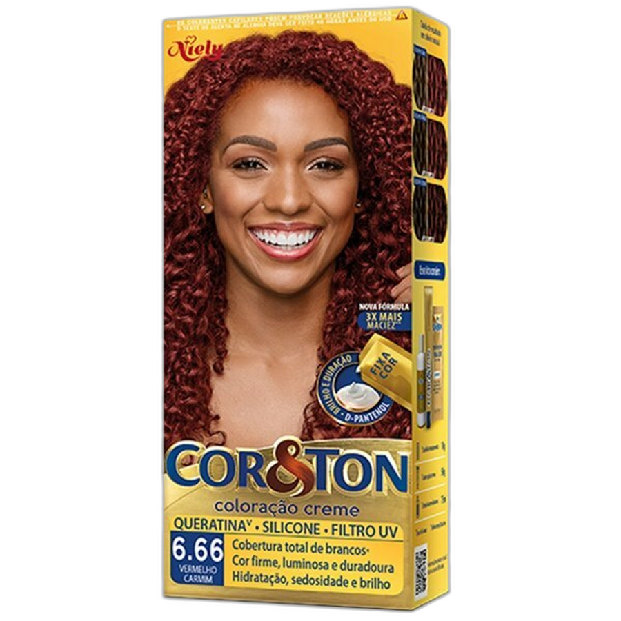 Tinta de Cabelo Niely Cor&ton 6.66 Louro Escuro Vermelho