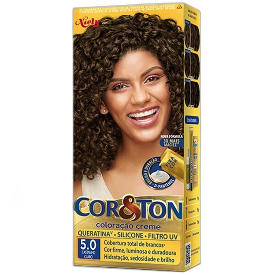 Tinta de Cabelo Niely Cor&ton 5.0 Castanho Claro