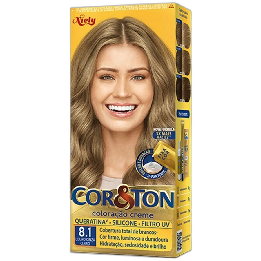 Tinta de Cabelo Niely Cor&ton 8.1 Louro Cinza Claro
