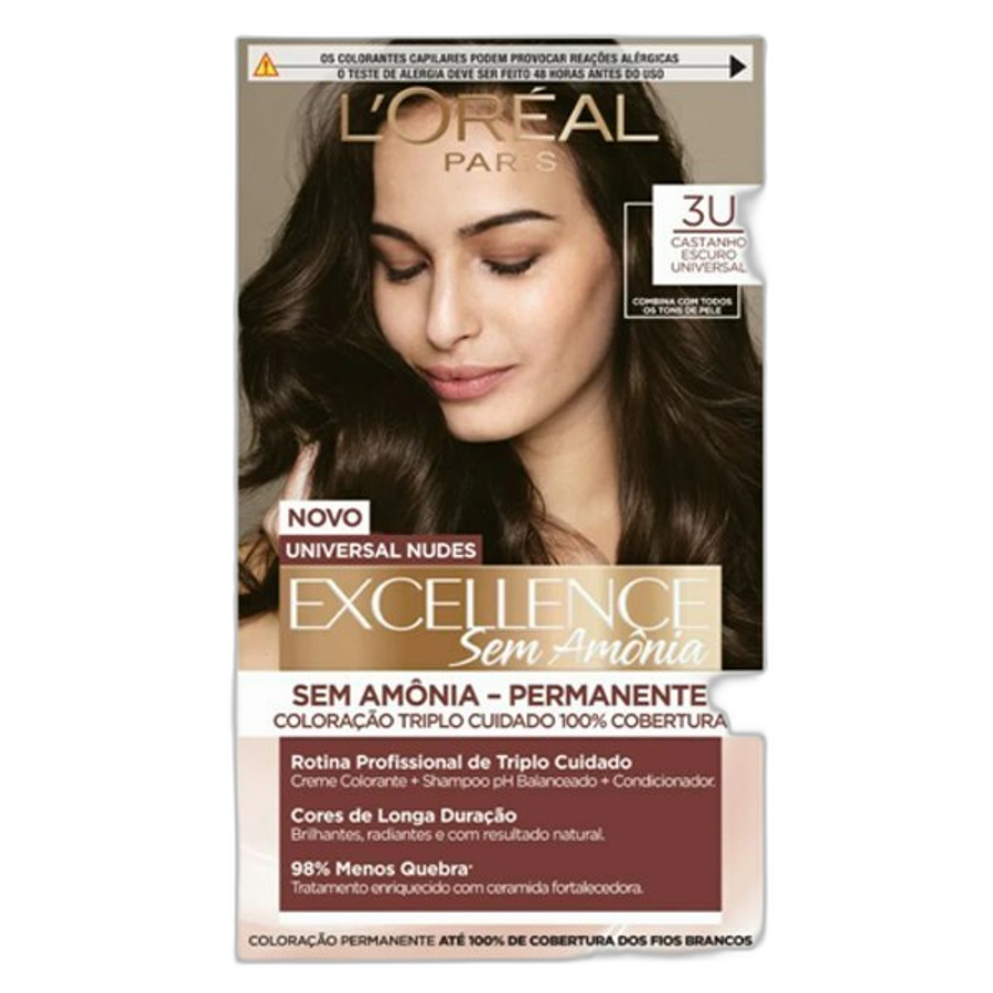 Tintura L'oréal Paris Imédia Universal Nudes Excellence Sem Amônia 3u - Castanho Escuro Universal