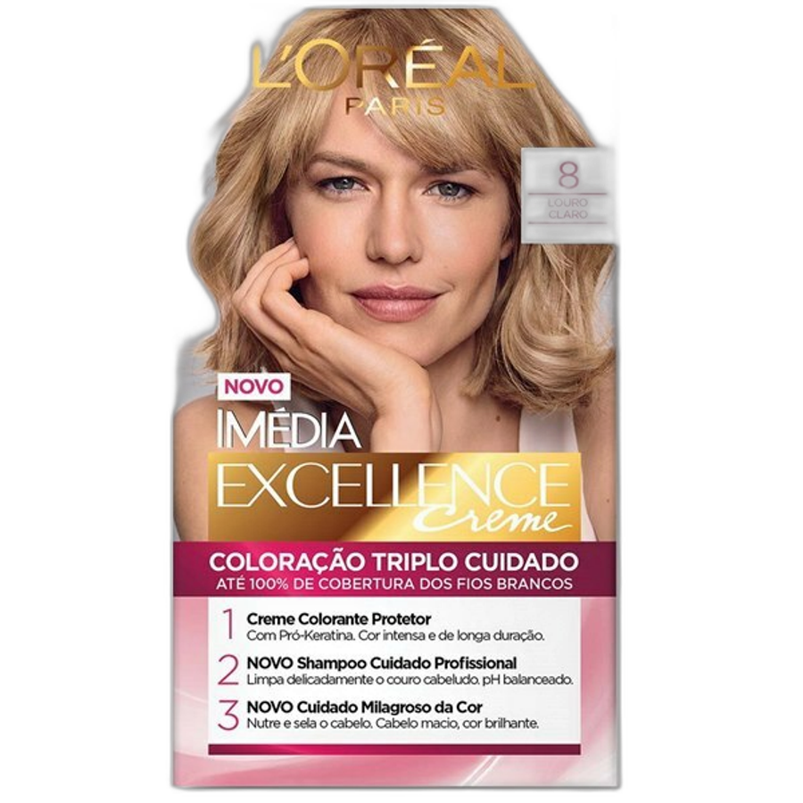 Tinta de Cabelo L’oréal Paris Imédia Excellence 8.0 Louro Claro