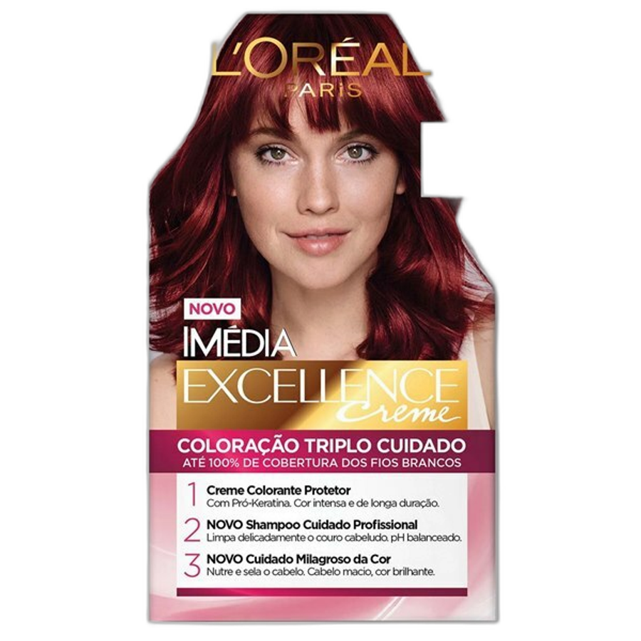Tintura Loreal Imédia Excellence 6.66 - Vermelho Intenso