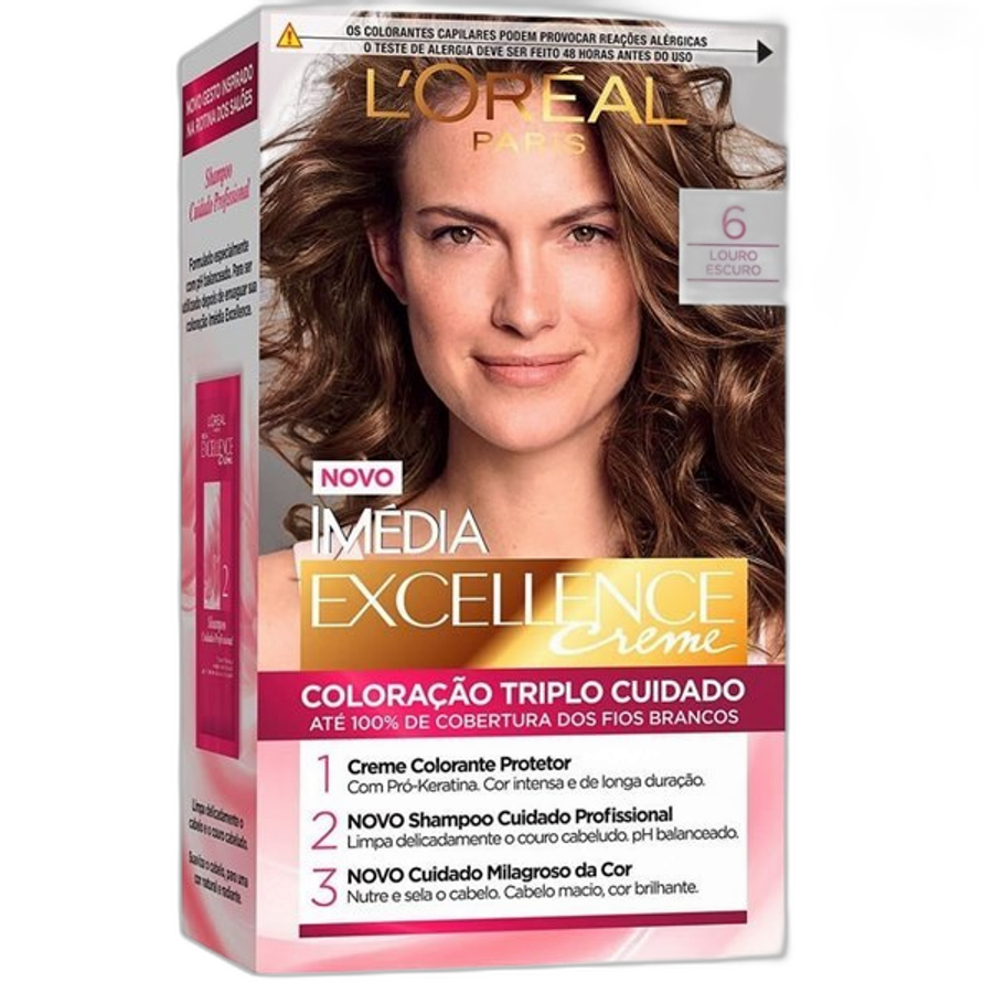 Tinta de Cabelo L’oréal Paris Imédia Excellence 6.0 Louro Escuro
