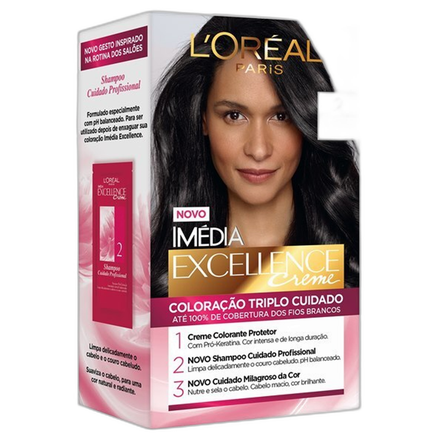Tinta de Cabelo L’oréal Paris Imédia Excellence 2 Preto Clássico