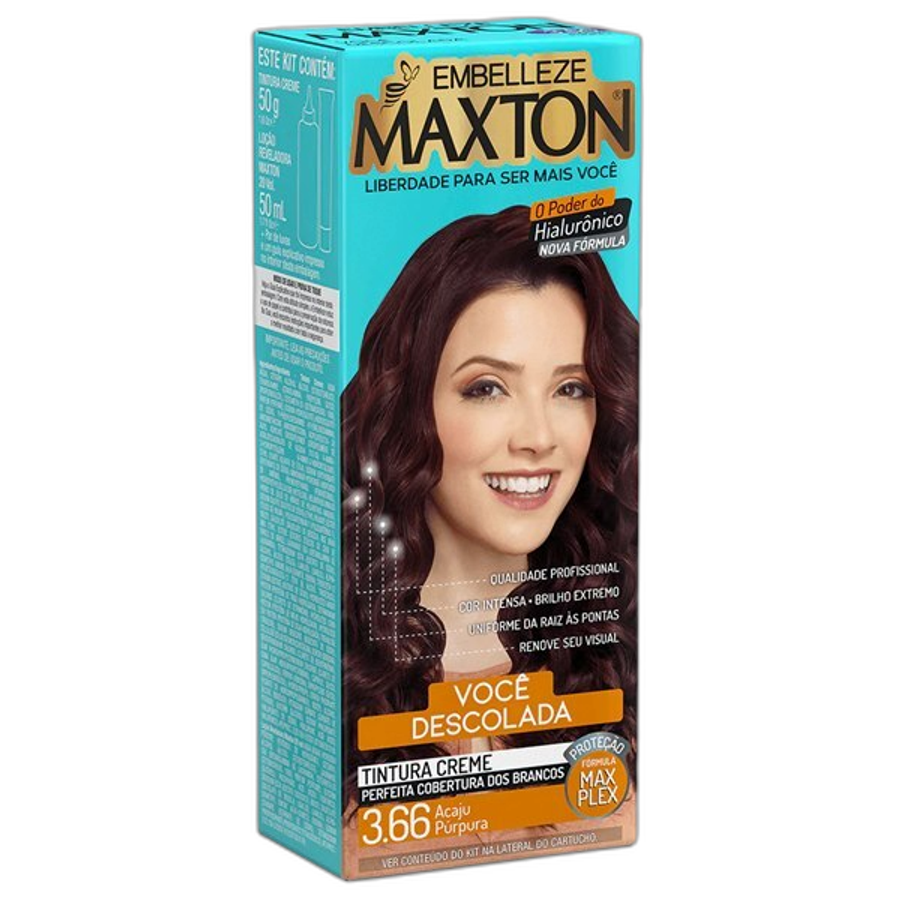 Kit Tintura Prático Maxton 3.66 Acajú Púrpura
