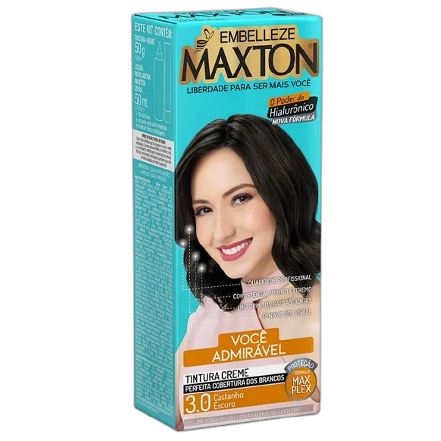 Tinta de Cabelo Embelleze Maxton Creme 3.0 Castanho Escuro