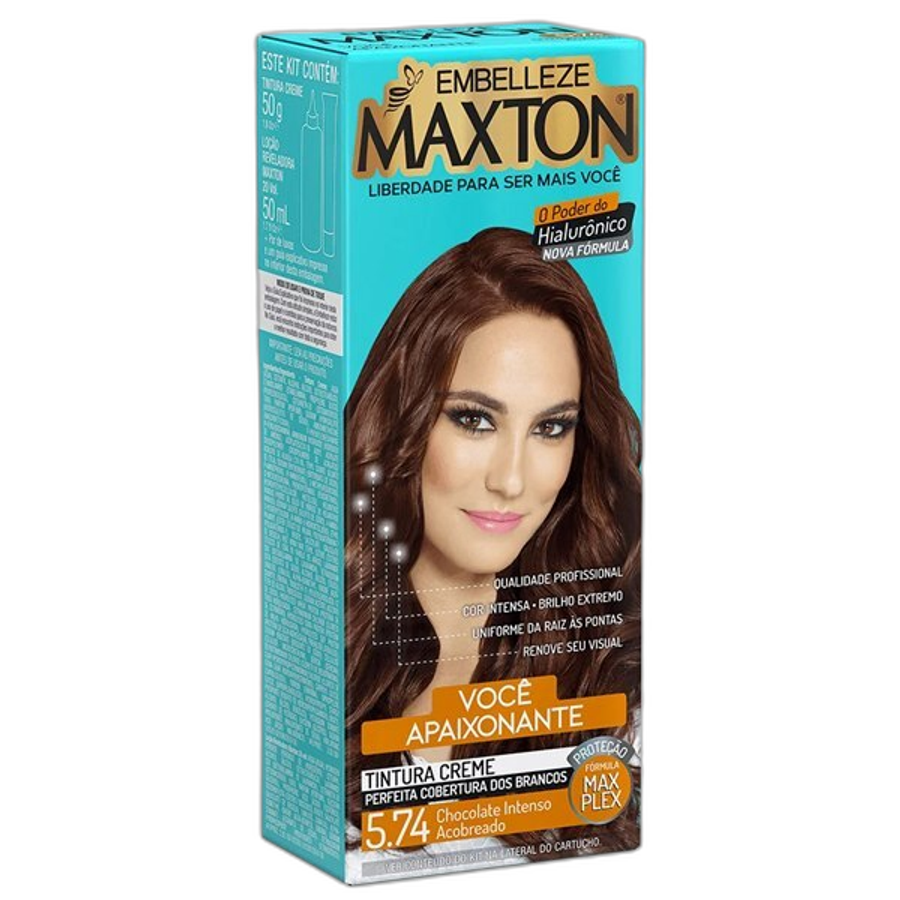 Tintura Creme Maxton 5.74 - Chocolate Intenso Acobreado