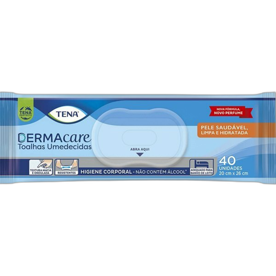 Toalha Umedecida Tena Dermacare Macia Ondulada 40 Unidades