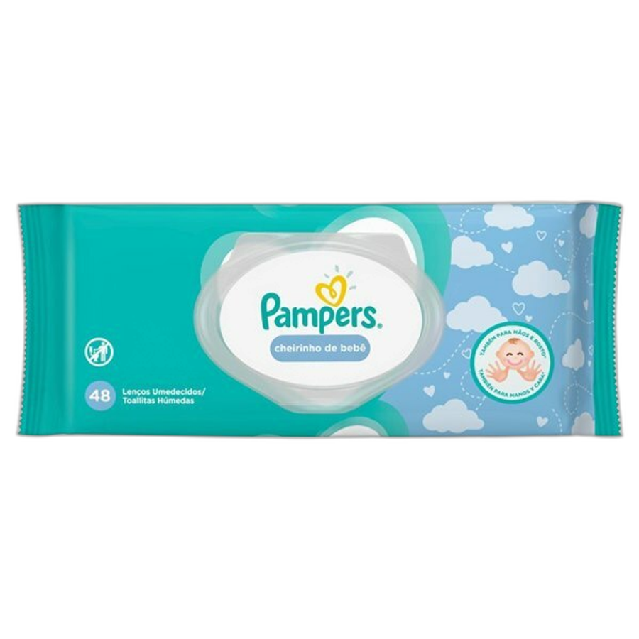 Lenço Umedecido Pampers Cuidado de Bebê 48 Unidades