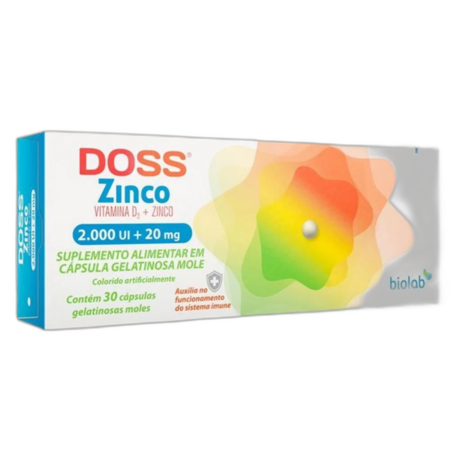 Suplemento Alimentar Doss Vitamina D3 2000ui + Zinco 20mg Biolab 30 Cápsulas
