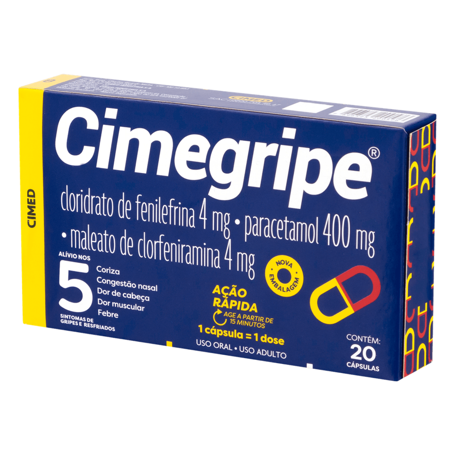 Antigripal Cimegripe Cimed 20 Cápsulas para Gripe