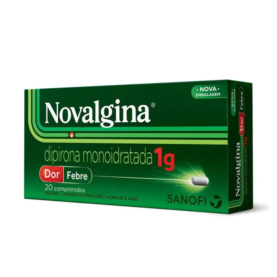 Analgésico e Antitérmico Novalgina 1g Dipirona Adulto 20 Comprimidos